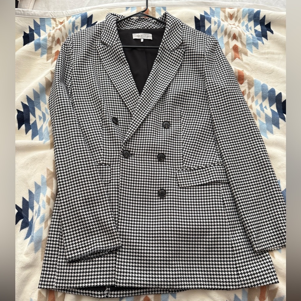 Wayf Classic Black and White Checkered Blazer